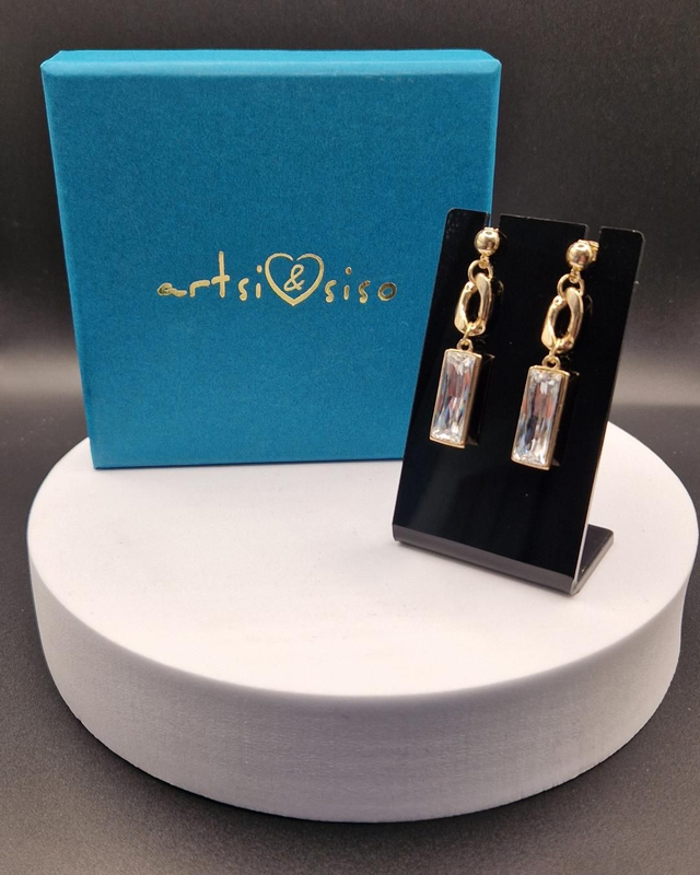 Clear Crystal Glass Drop Earrings 