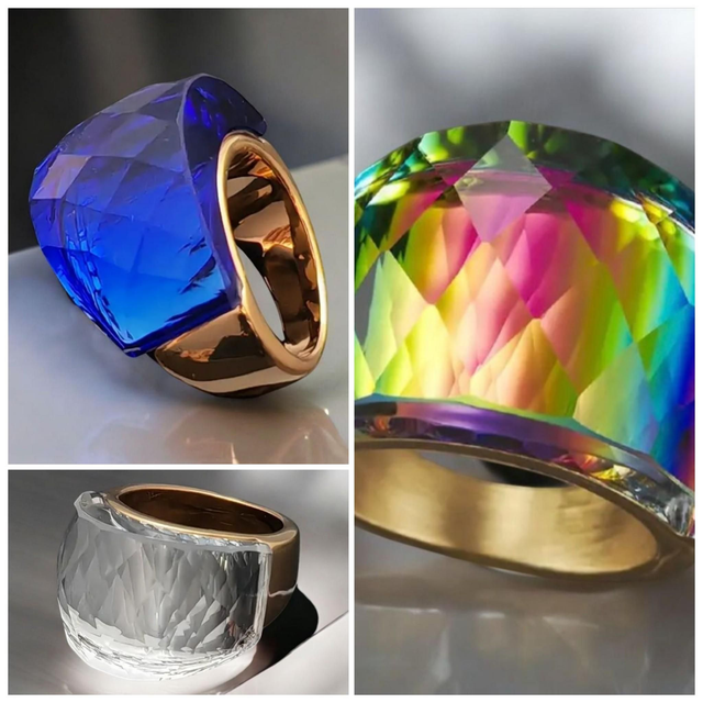 Beautiful Handcrafted Crystals &amp; Gold Plated Ring.