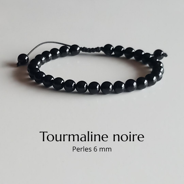 Bracelet ajustable en Tourmaline noire