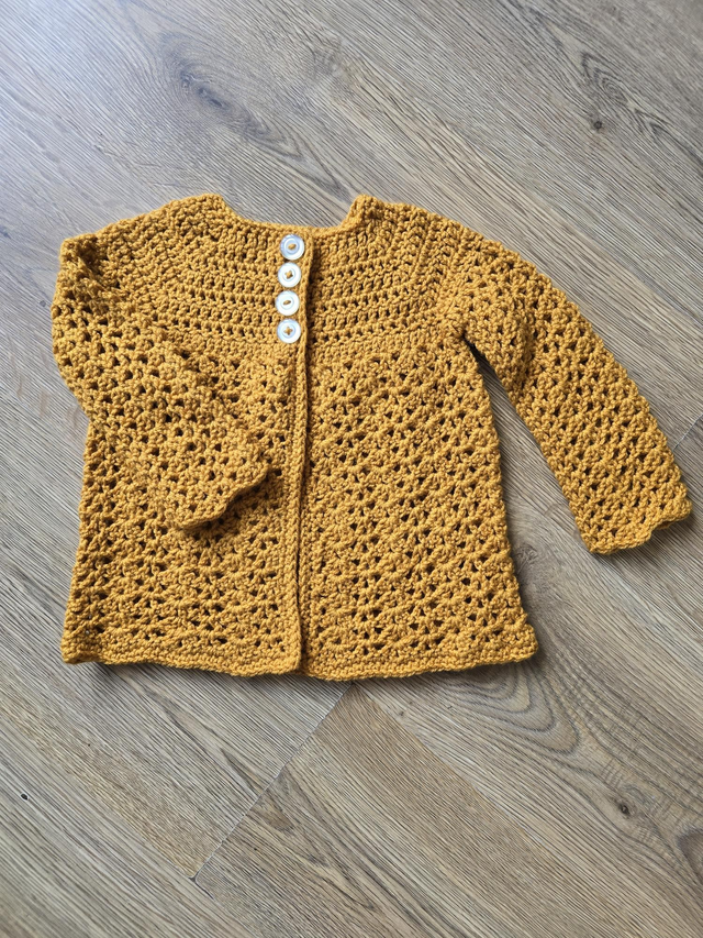 Crochet cardigan 18-24 months mustard