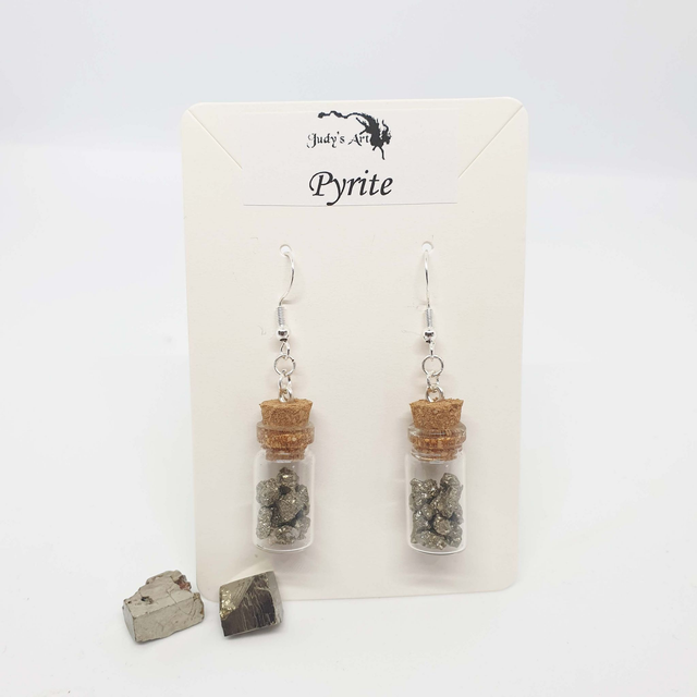 Boucles d'oreilles Pyrite "Fioles"
