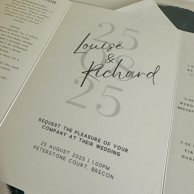 Black and white monochrome modern design - Gatefold Wedding invitation