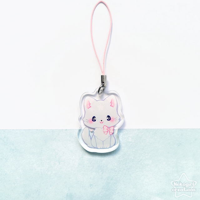 Porte-clé en acrylique - Chat gris