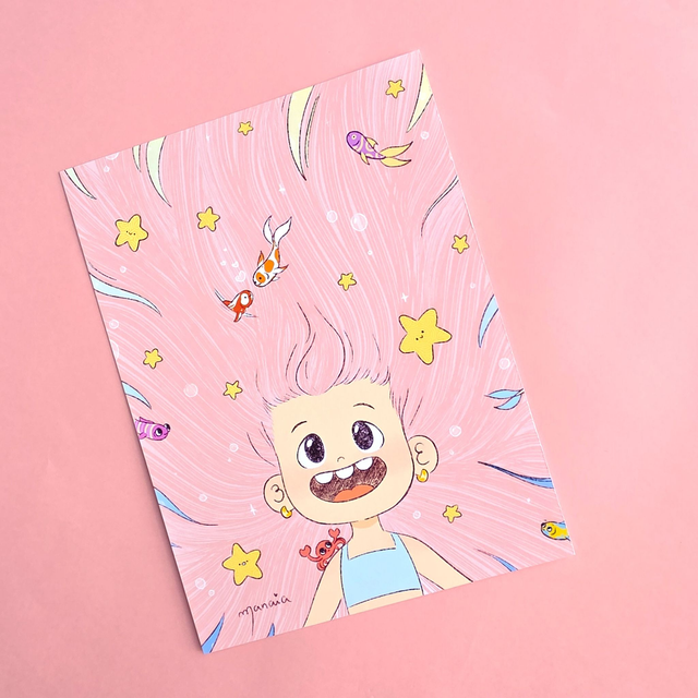 "Fish in mermaid's hair" (2024) - High quality paper print