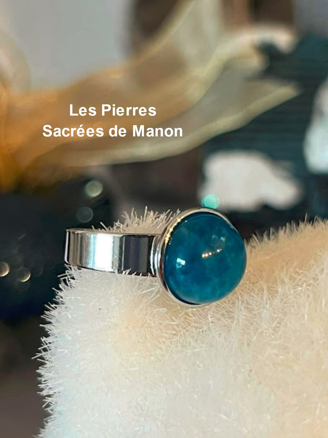 Bague Apatite Bleue ajustable