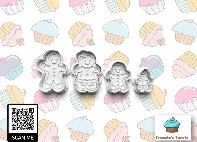 Gingerbread man Family Fondant/cookie stamps with cutters