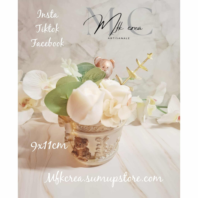 pot ours fleur de cire parfumée