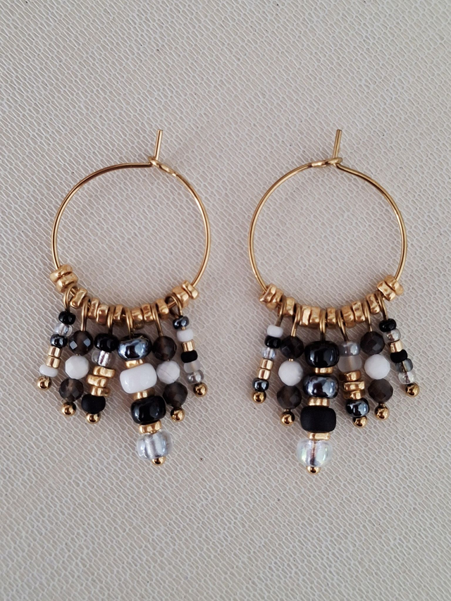 Créoles Osiris - noir et blanc doré