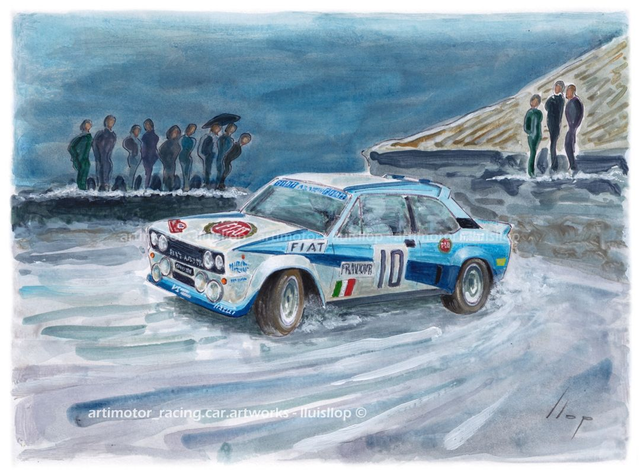 Artimotor onpaper acrílicos 23x31 - 1980 Walter Rohrl (Fiat Abarth 131) 1º rallye Montecarlo
