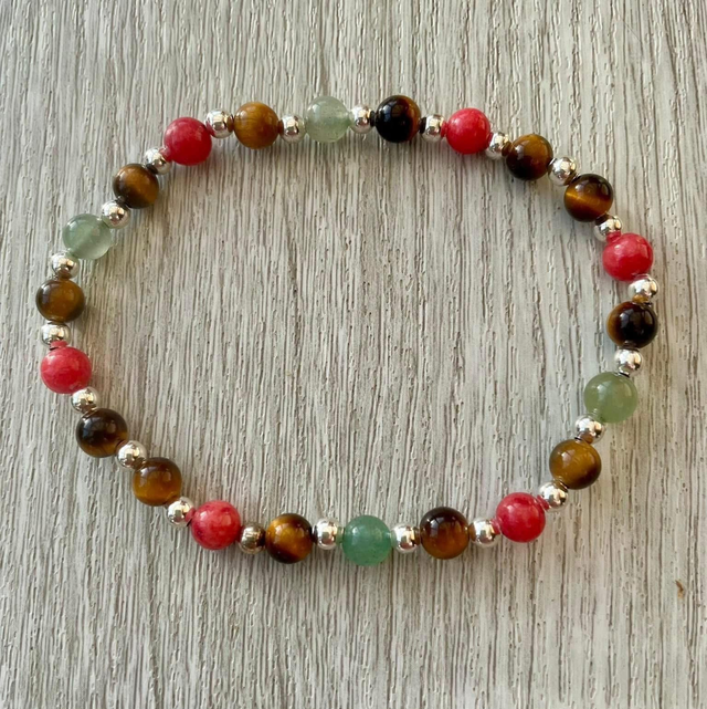 Red Agate, Tiger’s Eye, Green Aventurine 8” Mansize Bracelet 