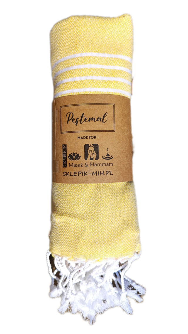SULTAN PESHTEMAL 175x90 Turecki Ręcznik do Sauny, Hammamu, na Plażę ŻÓŁTY