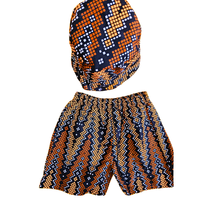 Shorts &amp; Bucket Set - African Ankara Hat &amp; Short Set Unisex Medium