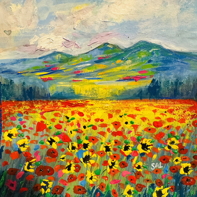 Original Painting- Landscape- mini- Eildons - Emerald Eildons 