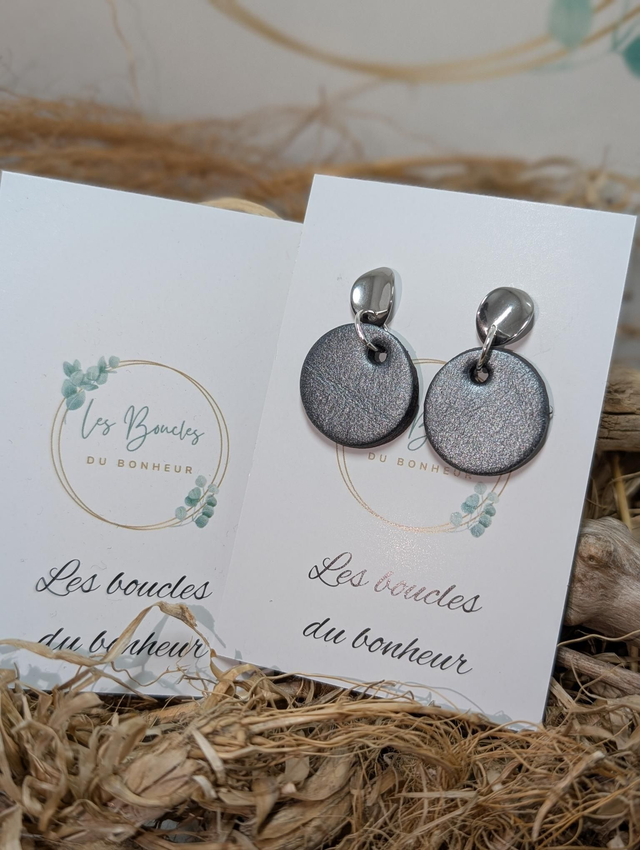 Boucles d'oreilles Anti Gaspi gris ag129