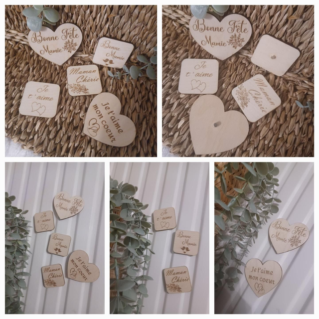 Magnet Bonne Fête Mamie en bois – Petit cadeau plein d’amour