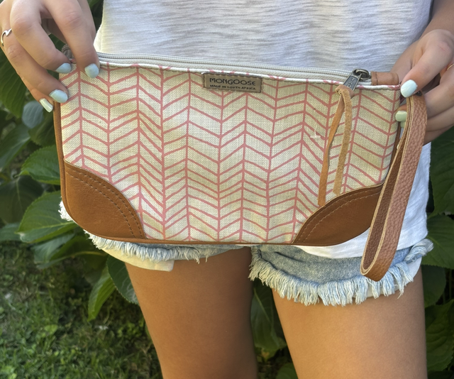 Mini Clutch Fishbone Dusty Pink/ Natural