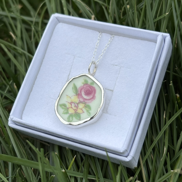 Recycled Pottery & Recycled Silver Necklace
