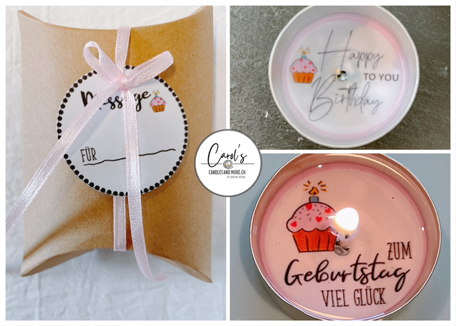 1er Teelicht - Geburtstag / Happy Birthday (Rosa)