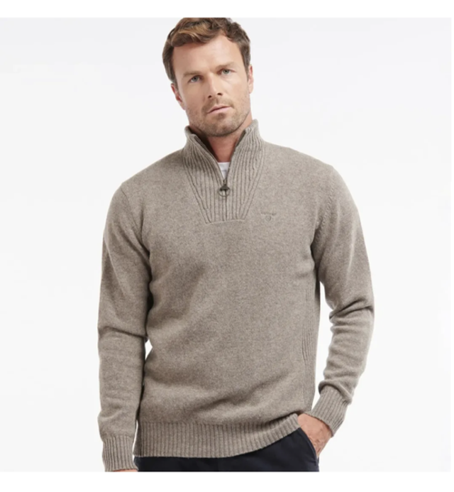 Barbour Essential Lambswool Half Zip Dark Stone
