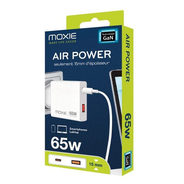 Chargeur ultra Plat 65W double entrée pour Ordi,tablettes,télépones