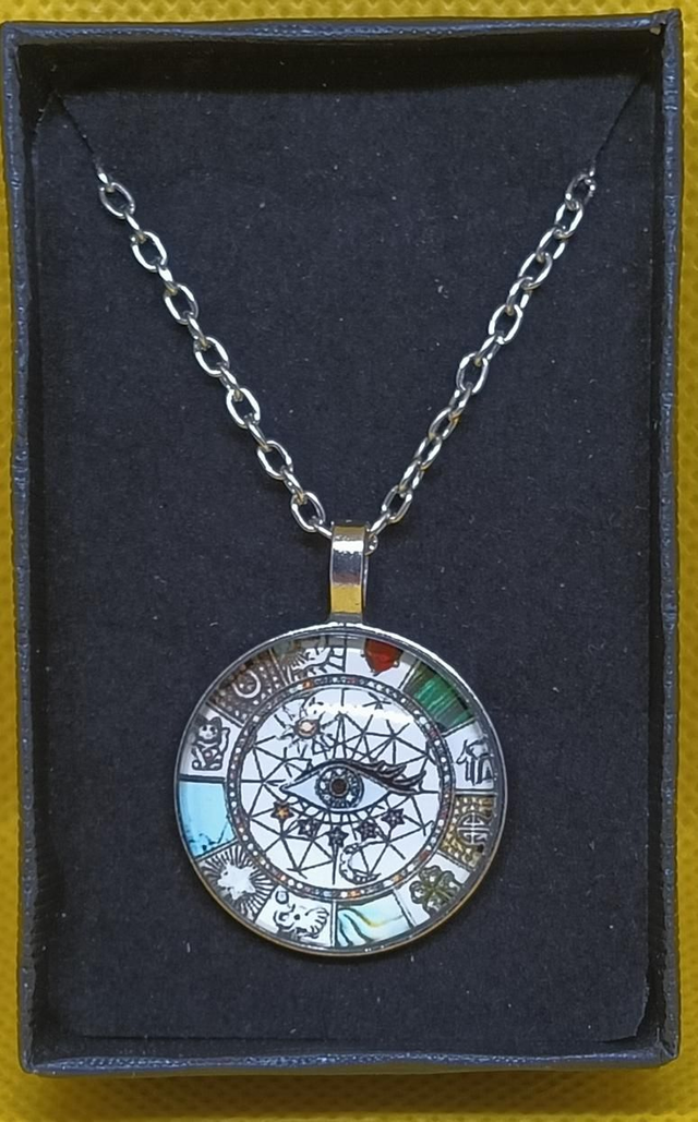 Tibetan Silver All Seeing Eye Cabochon Pendant Necklaces.