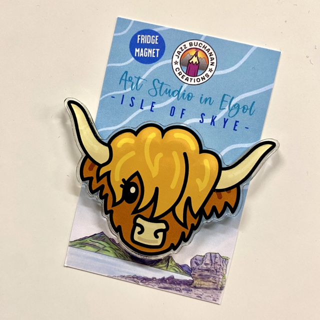 Highland cow fridge magnet