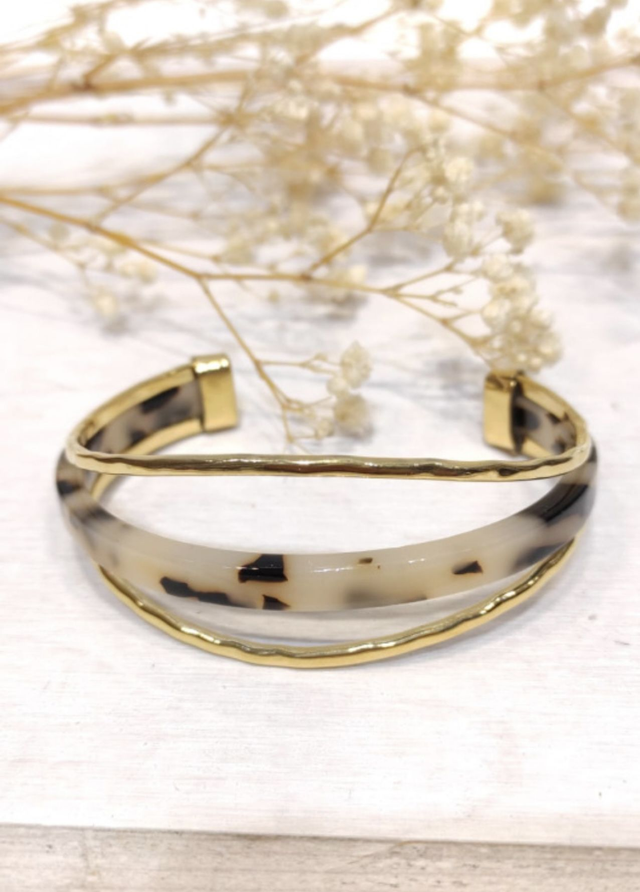 Bracelet jonc rigide Leopard Uguette or