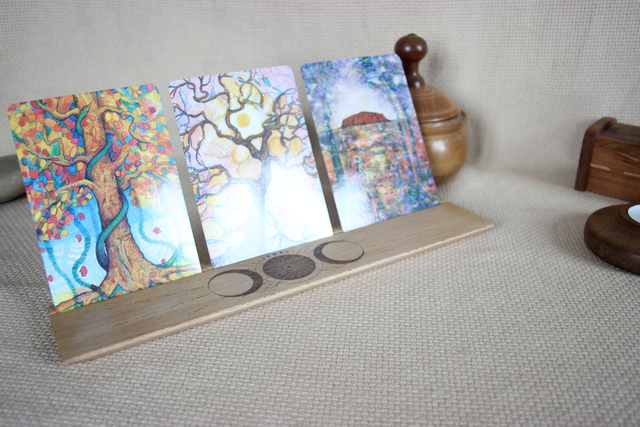 Support pour oracles Porte carte illustrées en bois Porte-cartes Tarot