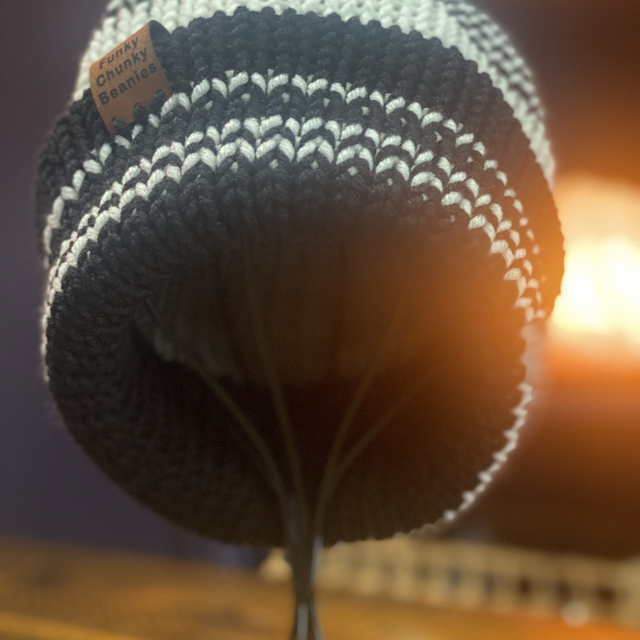 Funky Chunky Beanies Bobble Hat – Midnight Frost – Handmade in Scotland