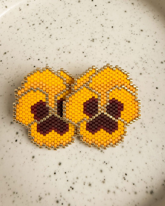 Pensées - Boucles d'oreilles tissées main