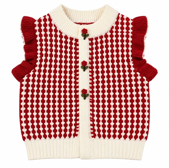Knitted checked vest 