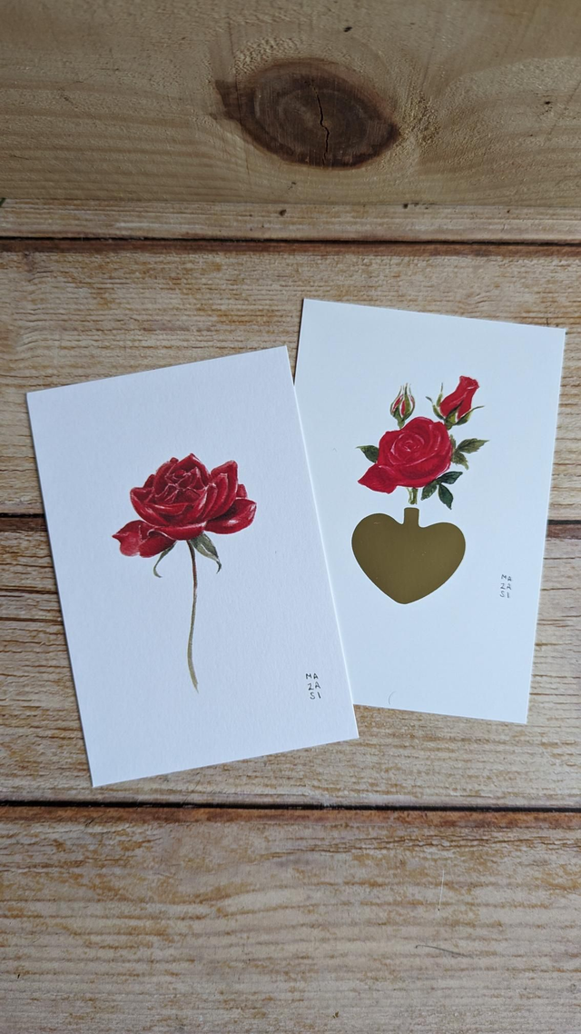 Lot 2 cartes Roses rouges
