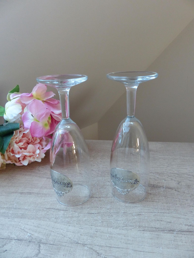 Paire de flûtes à champagne vintage Verres français gravés champagne - Cadeau romantique pour couple, fête anniversaire diner en amoureux