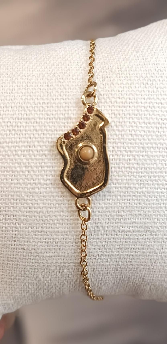 Bracelet carte Madagascar beige 