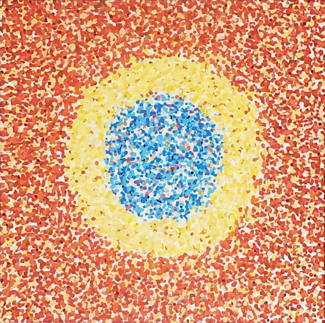 Peinture "Petites lueurs ardentes no. 1" - 20 x 20 cm