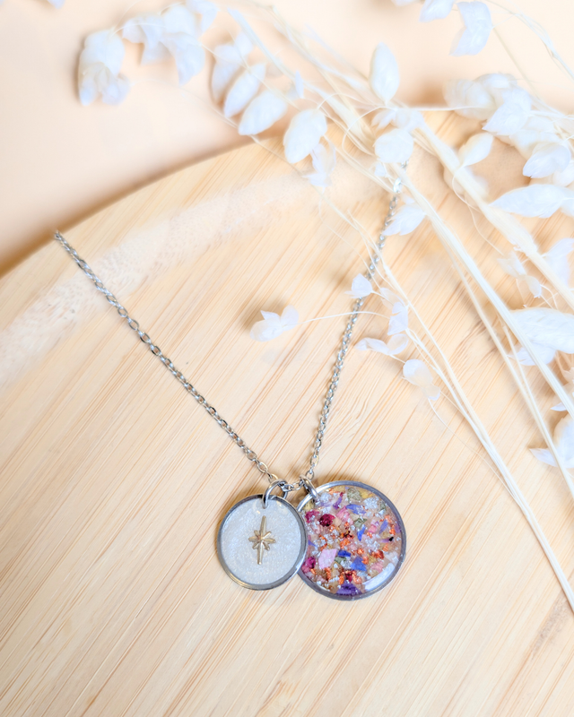 Collier Duo Médaillons Fleur &amp; Étoile