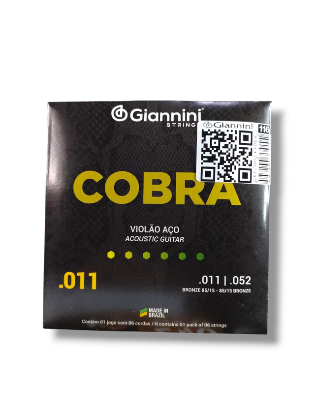 116 - Encordoamento Cordas Violão Aço 0.11 Giannini Cobra GEEFLK