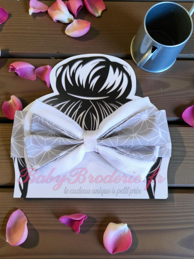 Bandeau bébé blanc et gris claire
