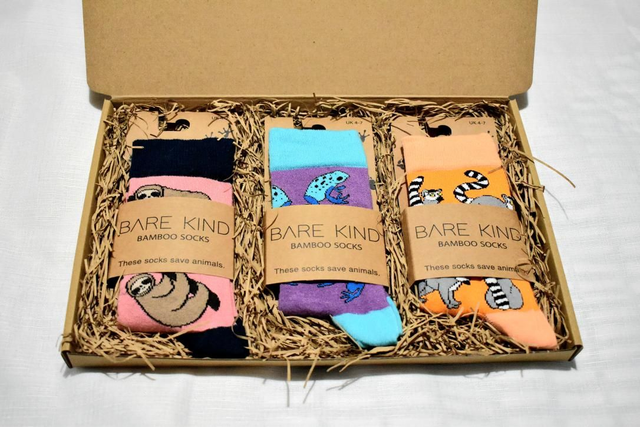 Rainforest 1 Sock Gift Box - contains 3 x Bare Kind Bamboo Socks