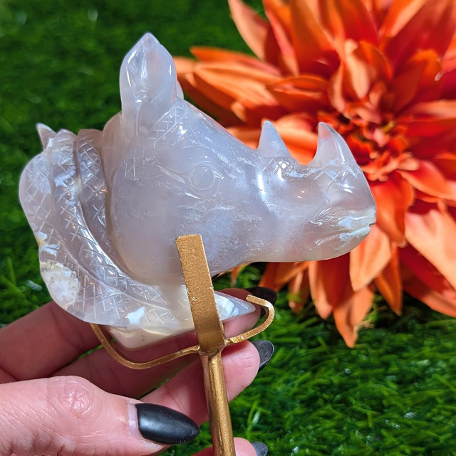 Flower Agate Rhino 🦏 Carving 