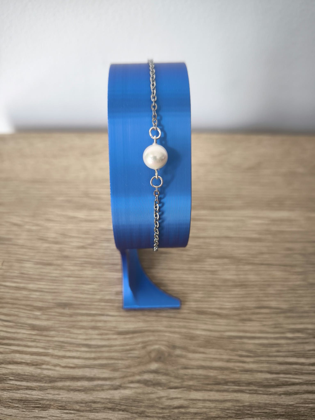Bracelet Perle de Majorque Blanche – Bijou Femme en Acier Inoxydable