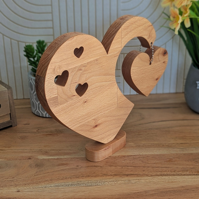 Coeurs suspendus en hêtre