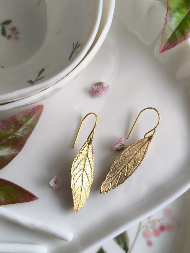Gold leaf earrings
