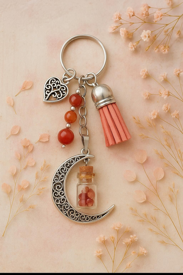 Porte-clé Fiole à souhaits en Cornaline – Énergie et Rayonnement