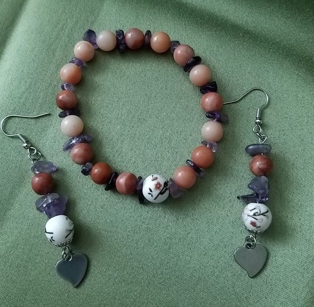 Karkötő és fülbevaló Rutilkvarcból