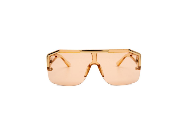 Oversize Aviator Style Sunglasses in Beige and Gold