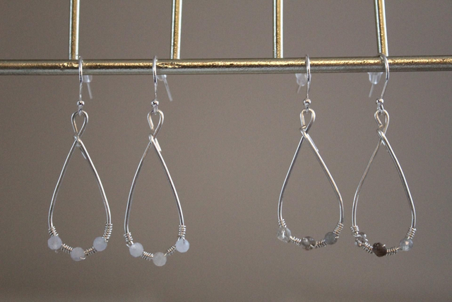 Sterling silver and chalcedony teardrop earrings 