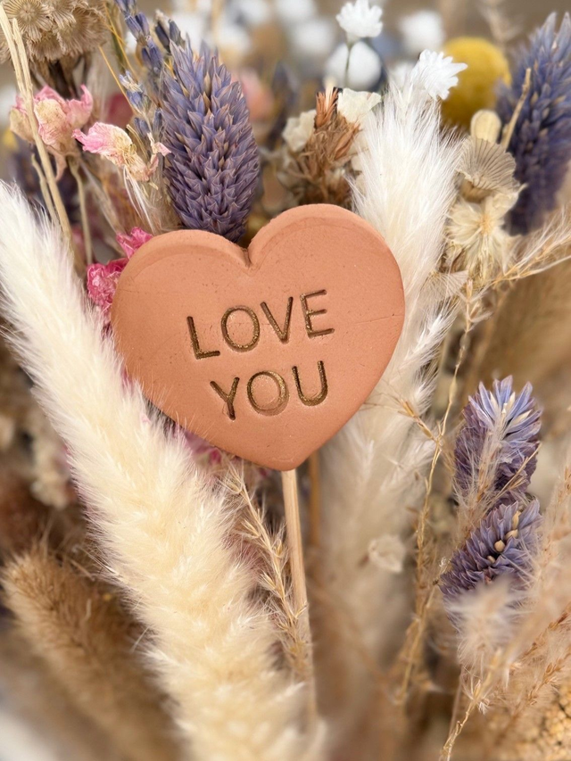 "Belle tige" à parfumer Cœur en argile &amp; tige en bois