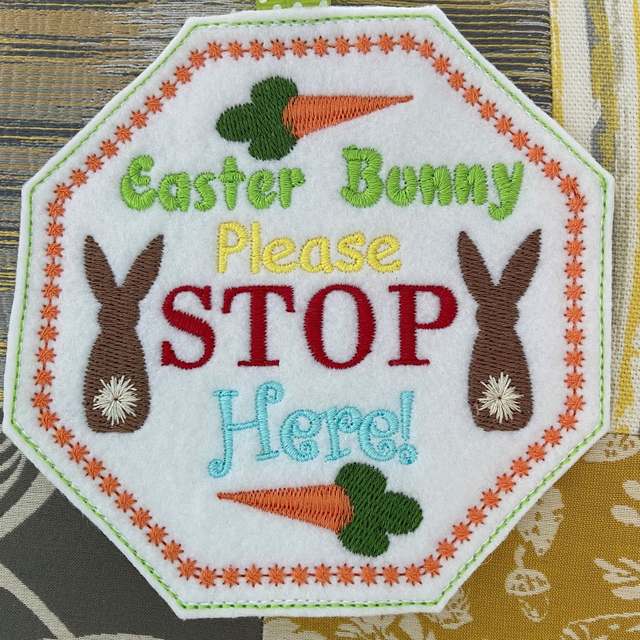Easter Bunny Stop Here Hanging Sign