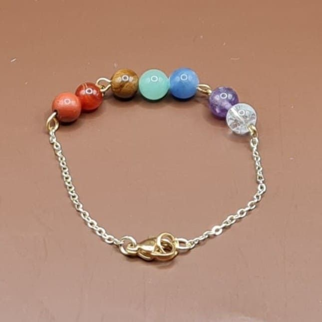 Bracelet 7 Chakras doré, sans mini perle, en parties rapprochées